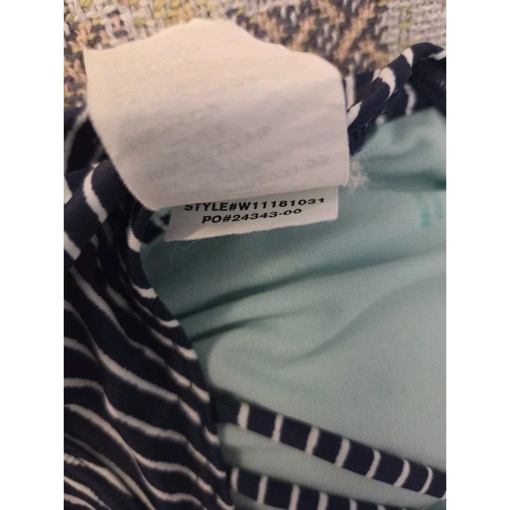 Prana‎ Kayana 40D Cup/XL Striped Blue White Underwire Bikini Top Woven Back